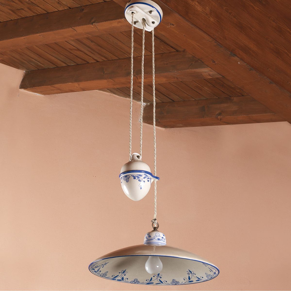 00252/44SA Ceramic Pendant with Pulley | illuminitaly Lighting Store