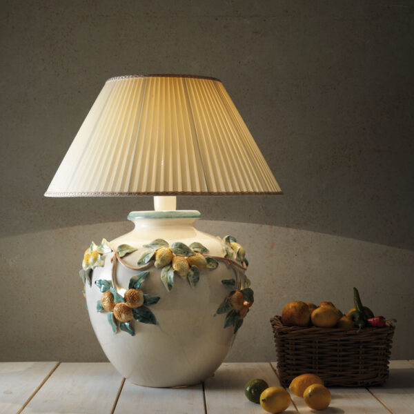 00209/BP_RI Ceramic Table Lamp with handmade Application in relief