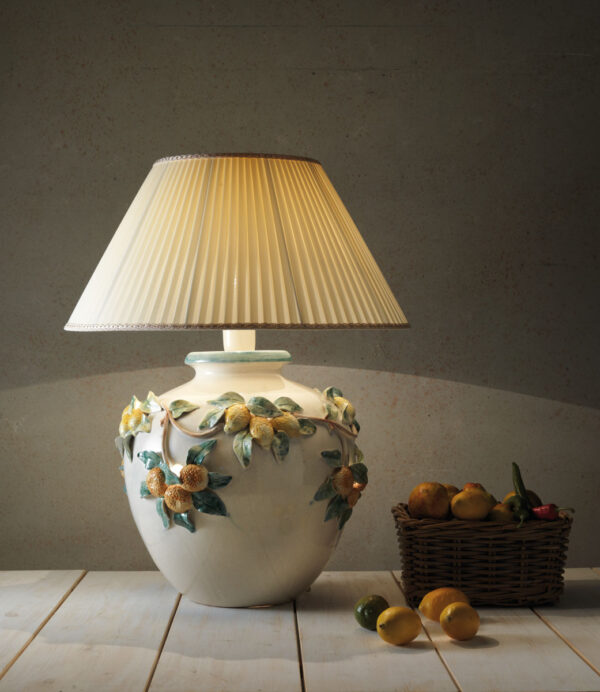 00209/BP_RI Ceramic Table Lamp with handmade Application in relief