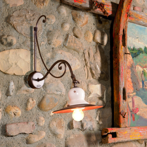 03618/A54 Ceramic and Iron Sconce with Brass plate