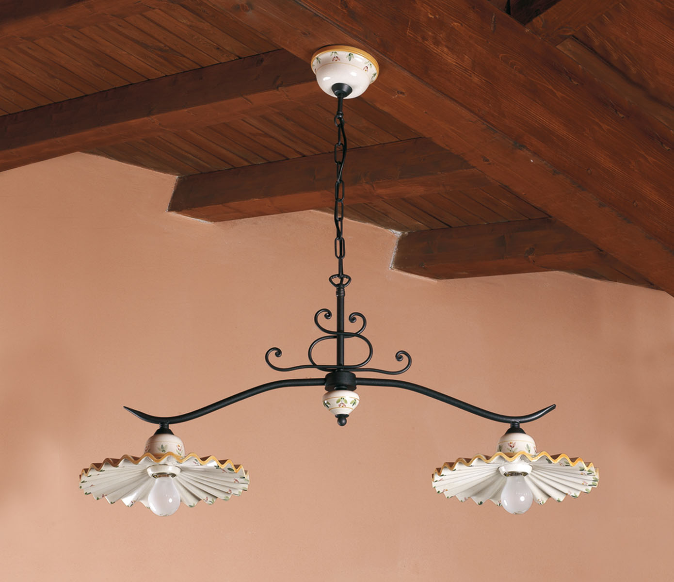 34695-2L 34695/2L 2 lights Ceramic and Iron Chandelier - Image 1