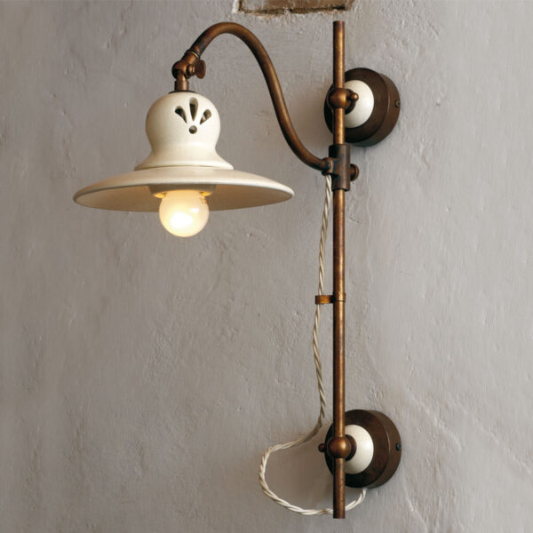 35903/A20/TR Ceramic and Brass Adjustable Sconce with Open-worked Bell
