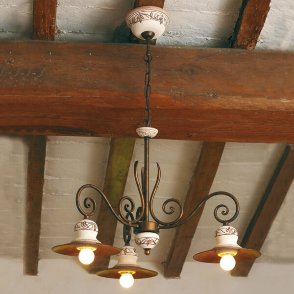 35904/3L Ceramic and Iron Mini Chandelier 3 lights