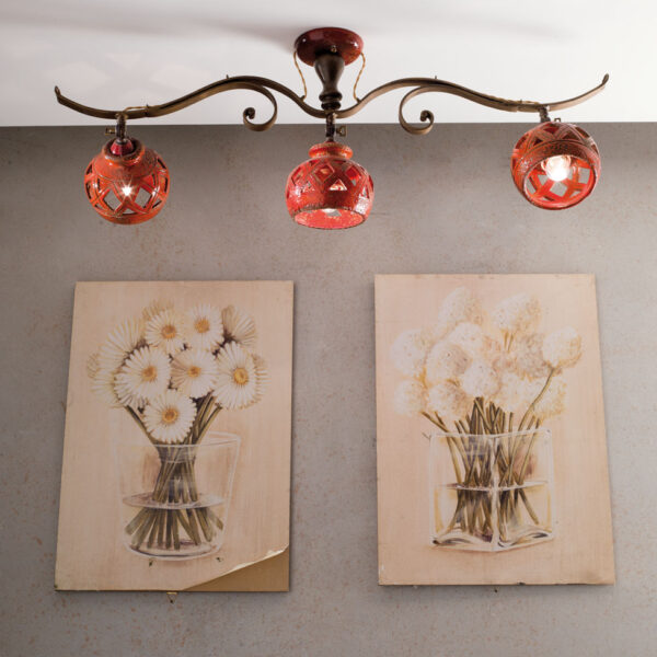 50033/3PL17 Ceramic and Iron 3 lights Adjustable Track "Lanterna"