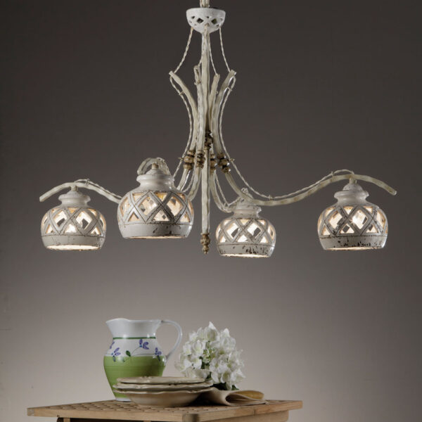 50054/4LC Ceramic and Iron 4 lights Chandelier "Lanterna"