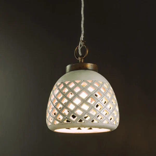 50138/SO Ceramic and brass pendant light "Dome"