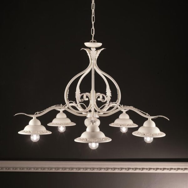 35932/5L/TR Ceramic and Iron 5 lights Chandelier with open-worked plates