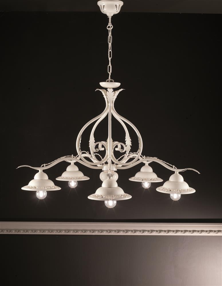Mancante8-Custom 35932/5L/TR Ceramic and Iron 5 lights Chandelier with open-worked plates - Image 1